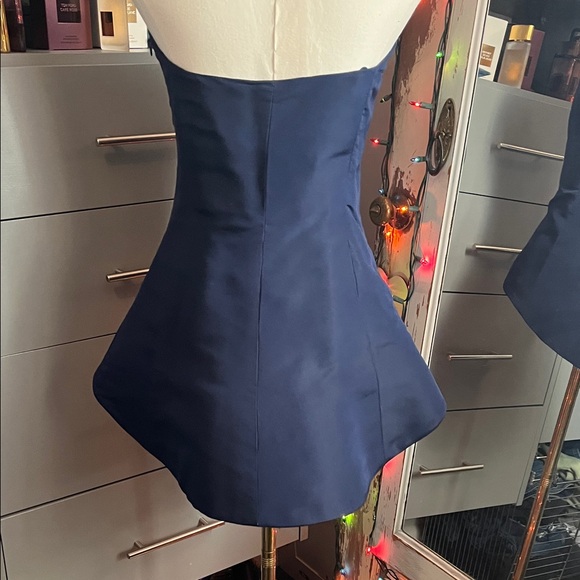 Rosie Assoulin Midnight Blue Strapless peplum Top - Picture 4 of 7